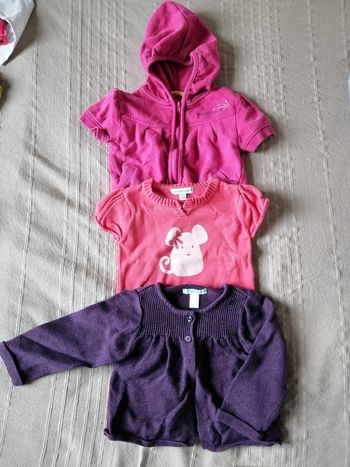 Lot gilet pull filles 12mois