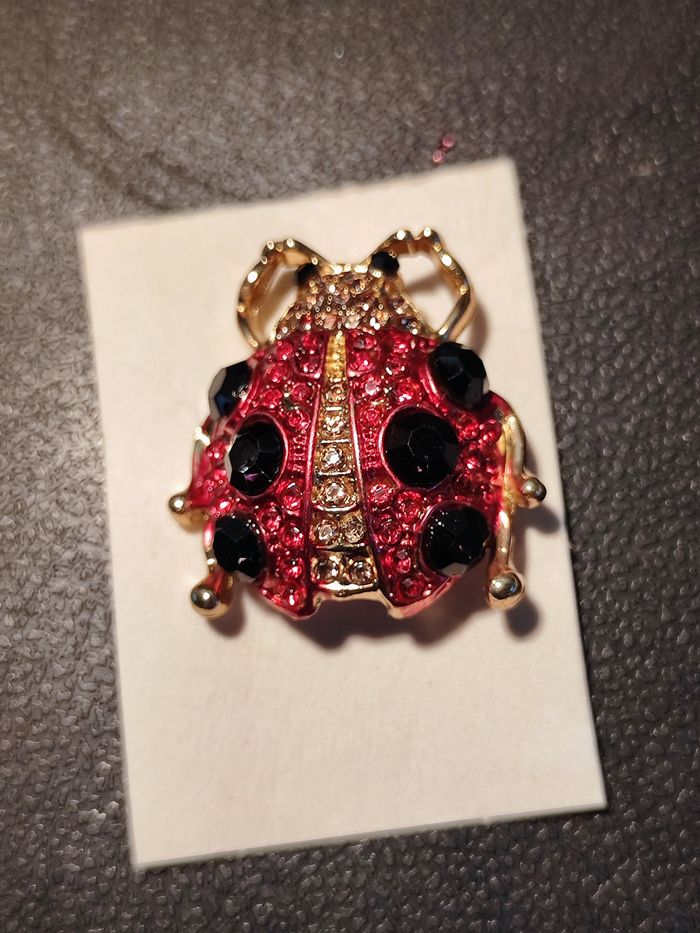 Superbe broche en forme de coccinelle super superbe broche en forme de coccinelle de coccinelle neuve rouge de couleur rouge et noir et doré la longueur 3 cm environ l'envoi est rapide et soigner son prix de 12 € - photo numéro 2