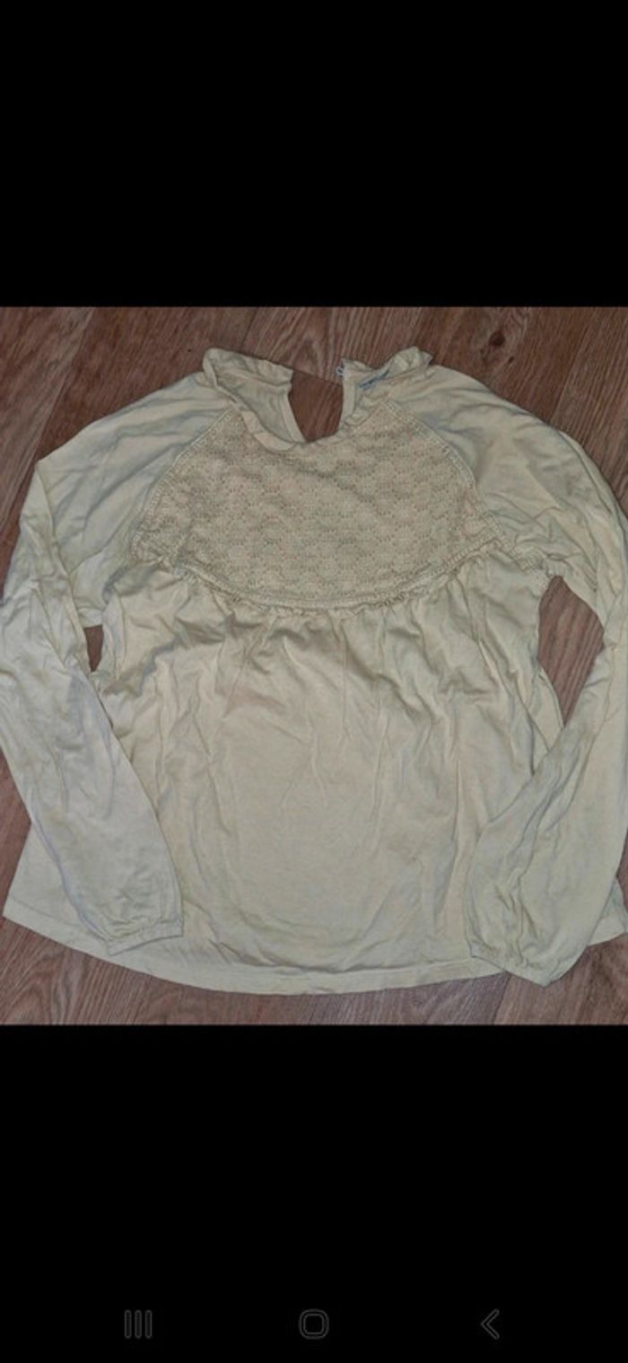T shirt manches longues jaune pale verbaudet 14 ans TBE - photo numéro 3