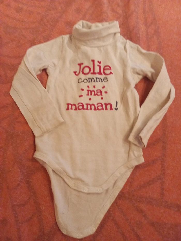 Body blanc col écrits rouge Jolie comme ma maman 24 mois