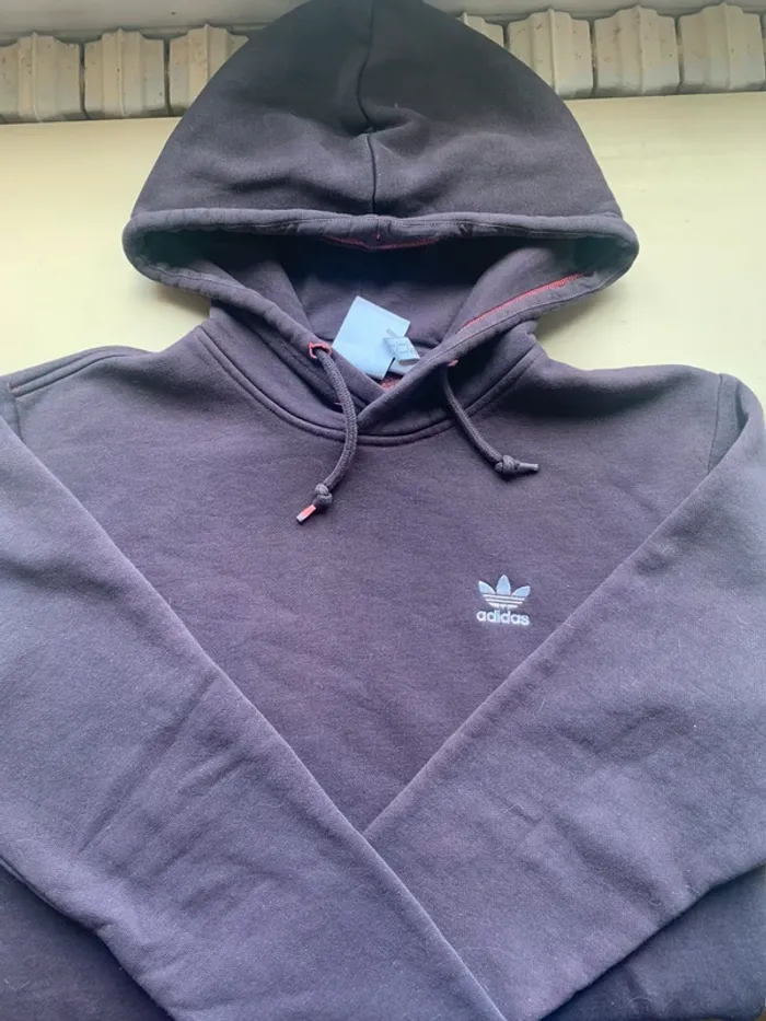 Sweat-shirt, Adidas, violet à capuche et poche