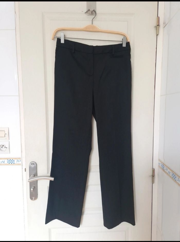 Belle ensemble tailleur veste et pantalon noir a rayure blanche femme Massimo dutti taille M/38 - photo numéro 7