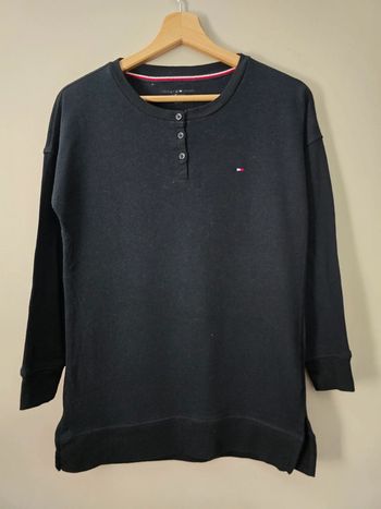 Sweat Tommy Hilfiger noir boutonné col rond XS / casual confortable