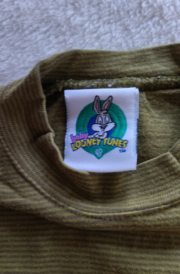 Sweat à manches longues kaki rayé BABY LOONEY TUNES, Taille 18 mois - photo numéro 5