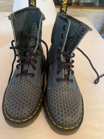 Bottines Dr Martens 1460 en toile et cuir bleus souples, pointure 36