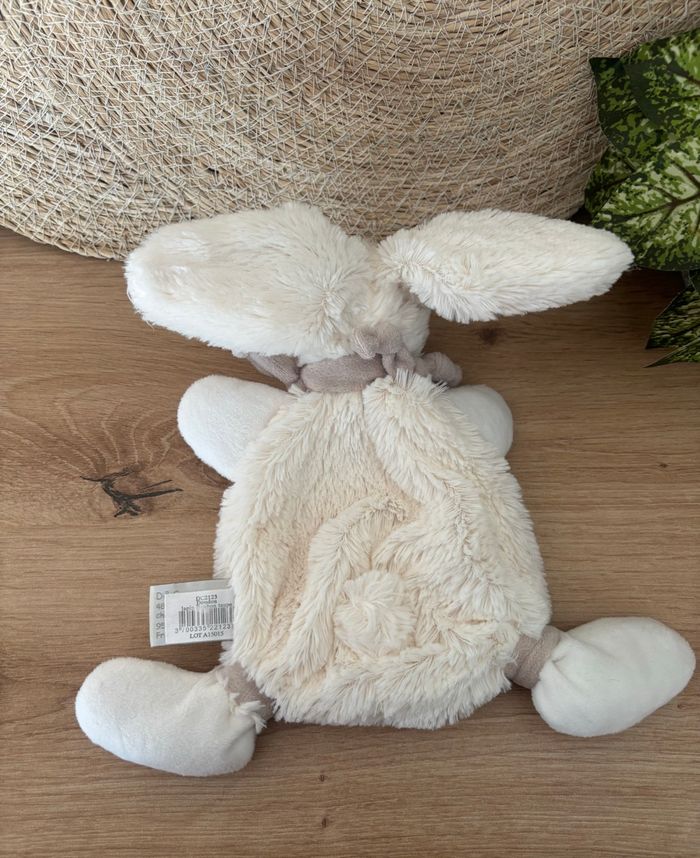 Doudou plat lapin bonbon blanc taupe mon tout petit doudou et compagnie - photo numéro 3
