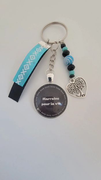 Cadeau marraine, porte clé message bijoux de sac " marraine pour la vie "