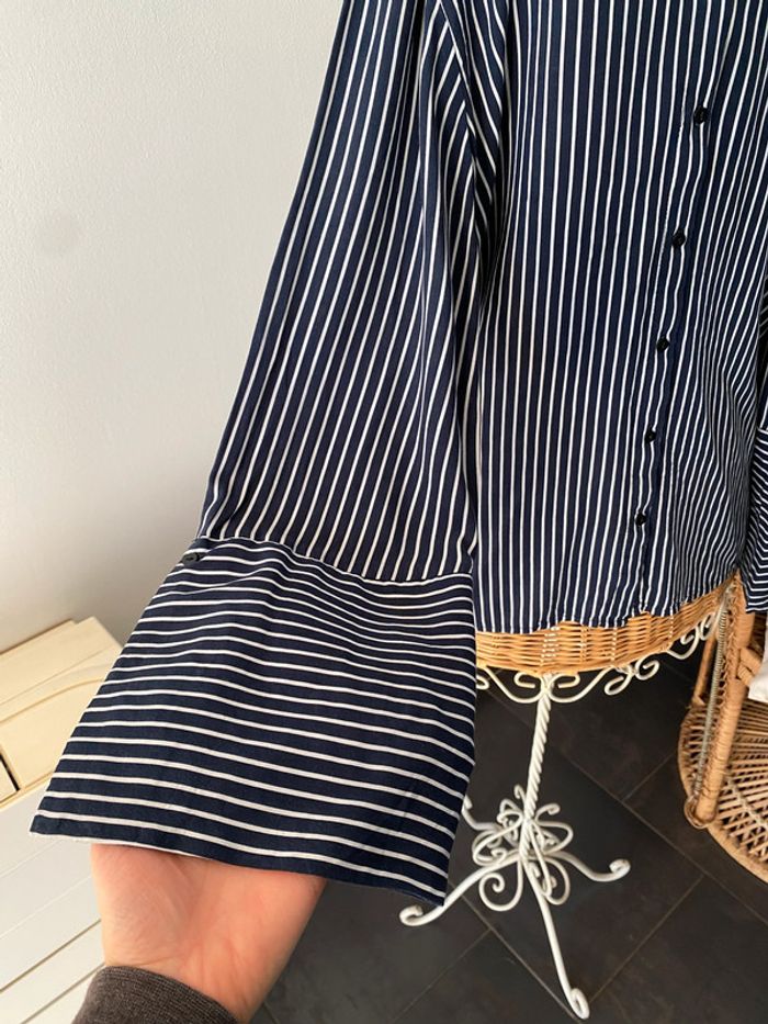 Chemise Pimkie Collection blanche et bleue marine à rayures taille M - photo numéro 5