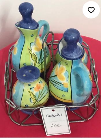 Ensemble fait main salière poivrière saucière