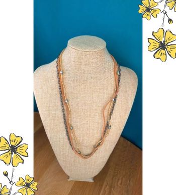 Collier multirangs perlé – Collection Sable & Ébène