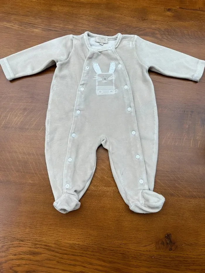 Pyjama beige 3 mois lapin Canari baby - photo numéro 2