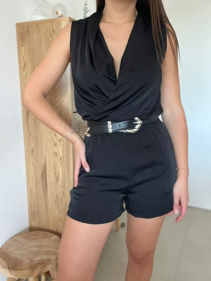 Combi short satinée noire Vila