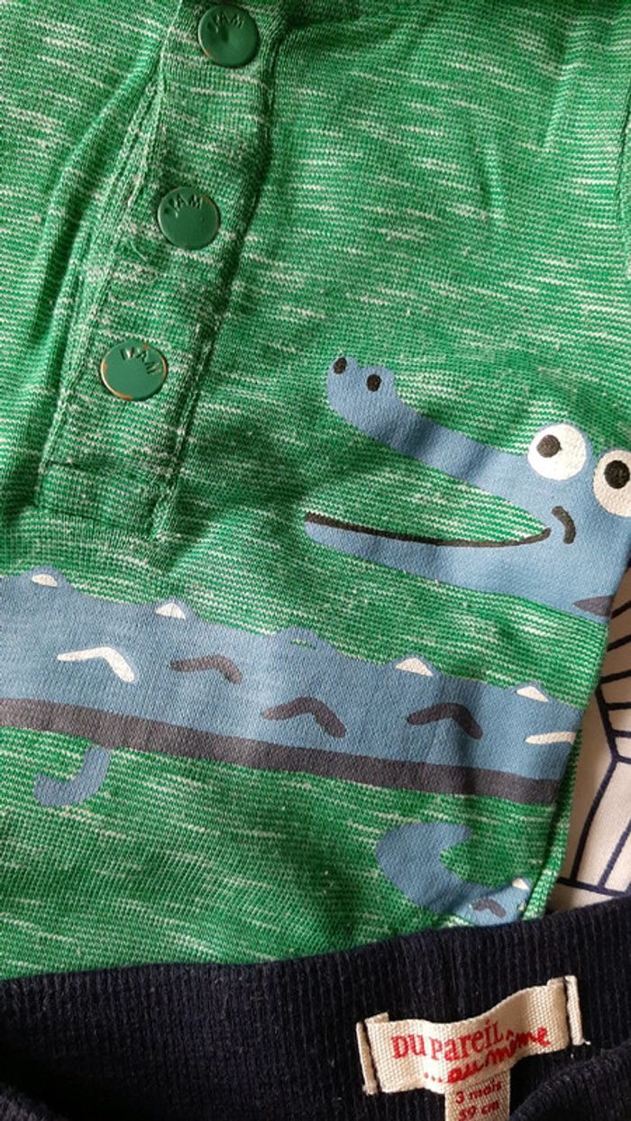 Ensemble DPAM body vert et short rayé 3M - photo numéro 2