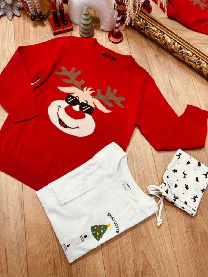 Taille 8 ans pull teeshirt pochon Noël garçon Primark Kiabi rouge blanc * cerf * 🎄 - photo numéro 5