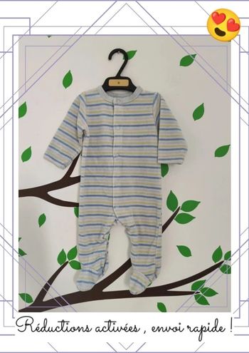 Pyjama velours ouverture devant 3 mois