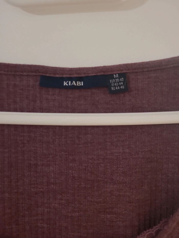 Pull fin femme manche longue violet col V dentelle taille M TBE kiabi - photo numéro 3