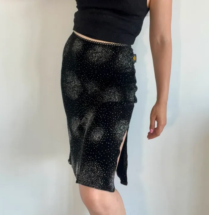 Jupe vintage y2k années 90 noire à paillettes taille S - photo numéro 7