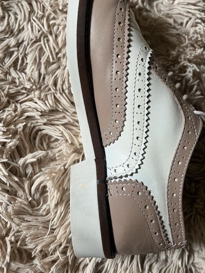 Magnifiques derbies tout cuir modèle Nathan beige et blanche 37 - photo numéro 2