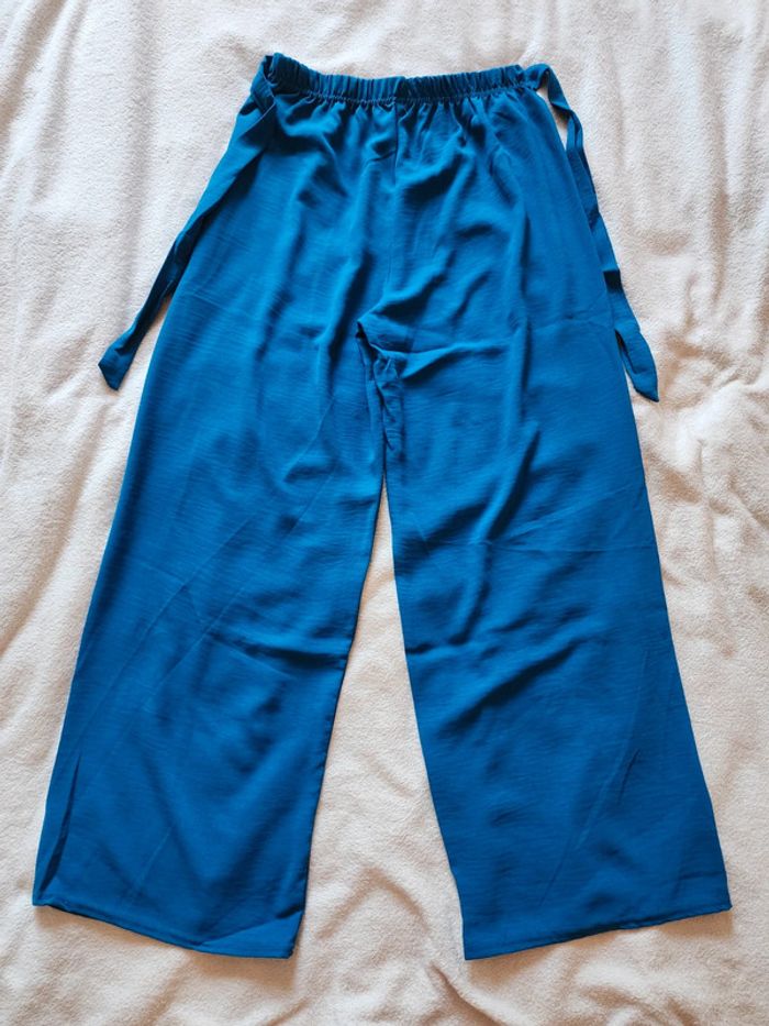 Pantalon à jambes larges / palazzo bleu canard TU 36/40 - photo numéro 5
