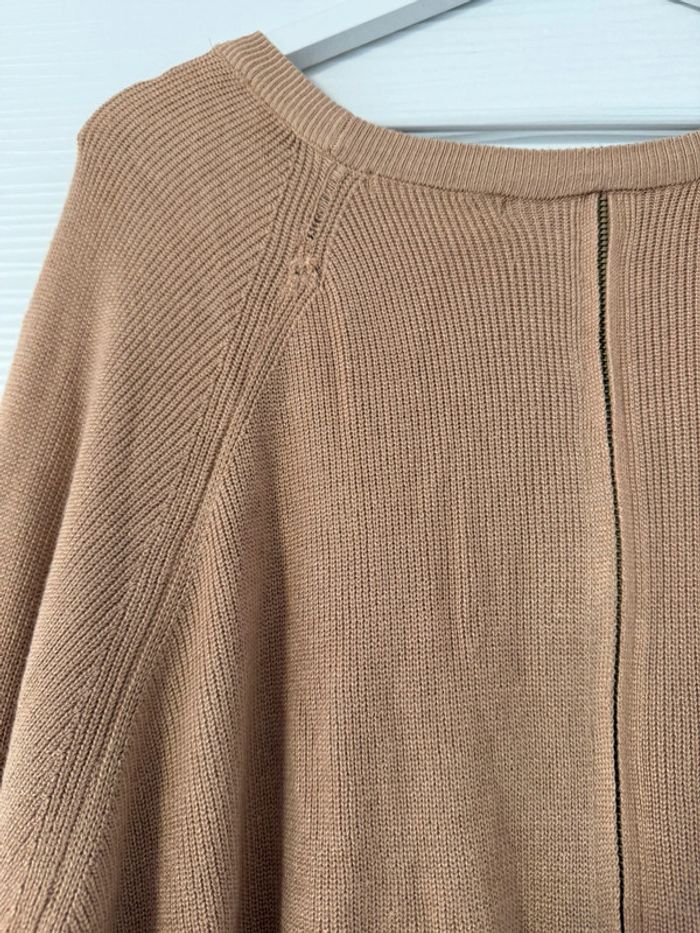 Pull en maille marron beige camel fermeture éclair dos manches longues - photo numéro 10