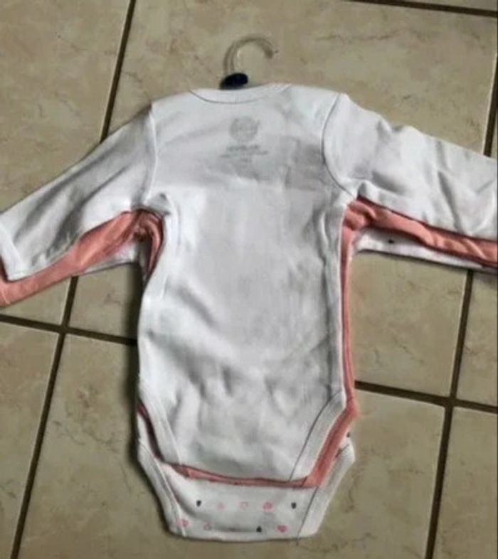 Lot de 3 Bodies manches longues Sincere coton bio T 3 mois neufs dans emballage - photo numéro 2