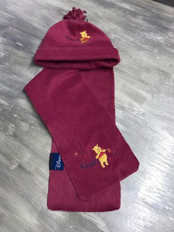 Ensemble  bonnet écharpe rose