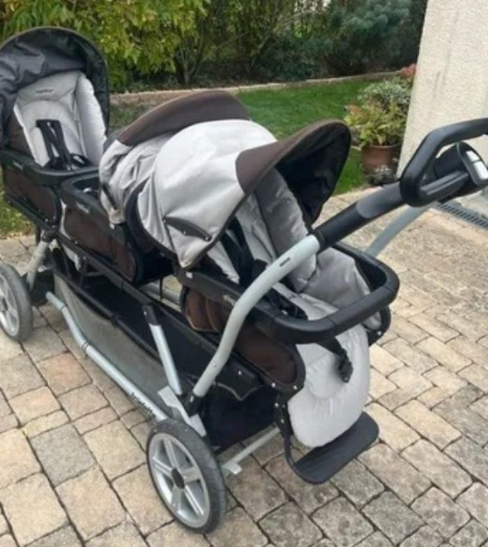 Poussette triple peg perego en excellent état, vendu avec son habillage de pluie - photo numéro 2