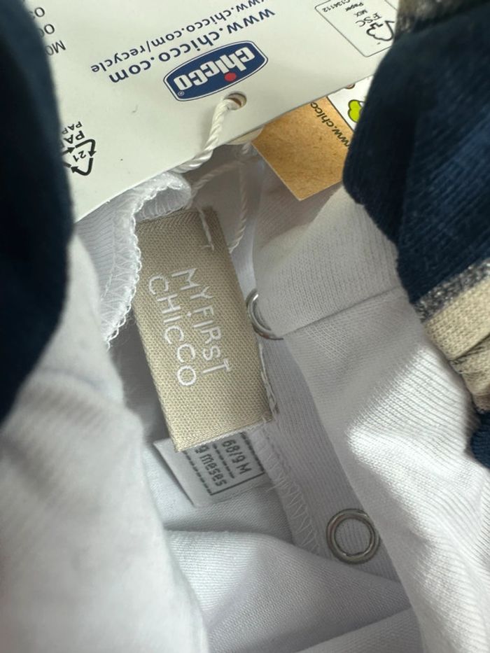 Robe Chicco blanche et bleue marine argenté taille 9 mois - photo numéro 5