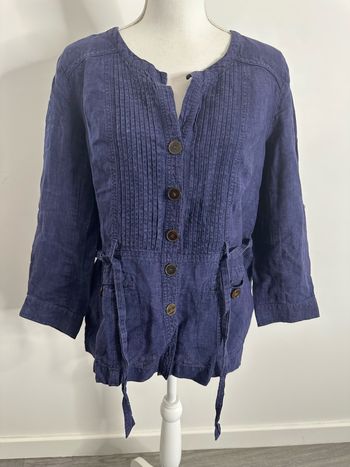 Blouse saharienne en lin bleue marine Gérard Darel T44 XXL