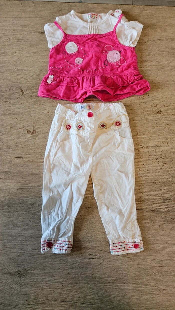 Ensemble blanc et fushia pour fille, La Compagnie des Petits, 18 mois, nickel - photo numéro 2