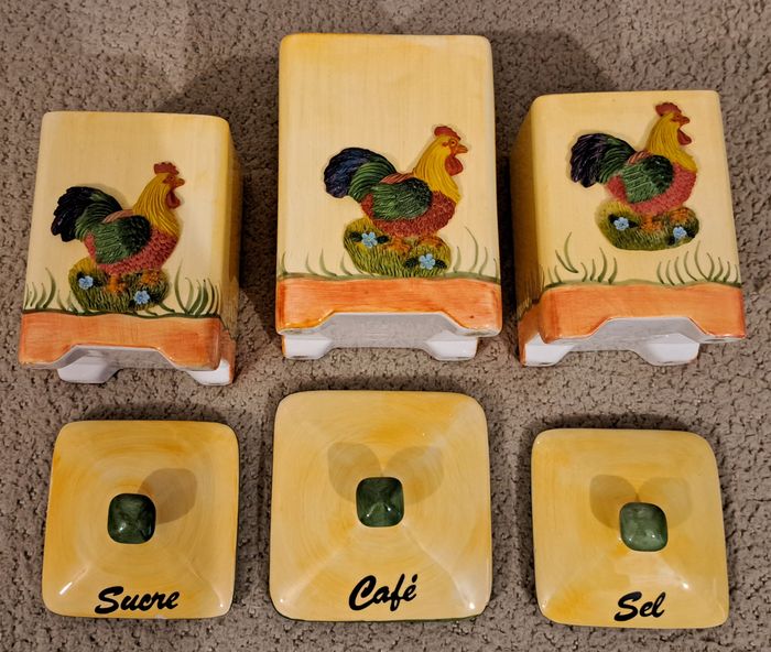 🍽 Ensemble de 5 pots colorés en céramique EDW - Sucre, café, sel, thé, poivre - photo numéro 4