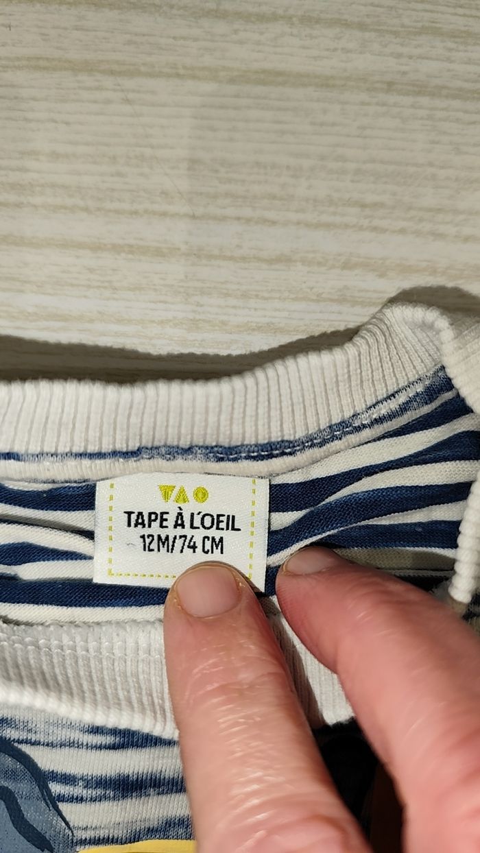 Tee shirt a manches courtes taille 12 mois - photo numéro 3