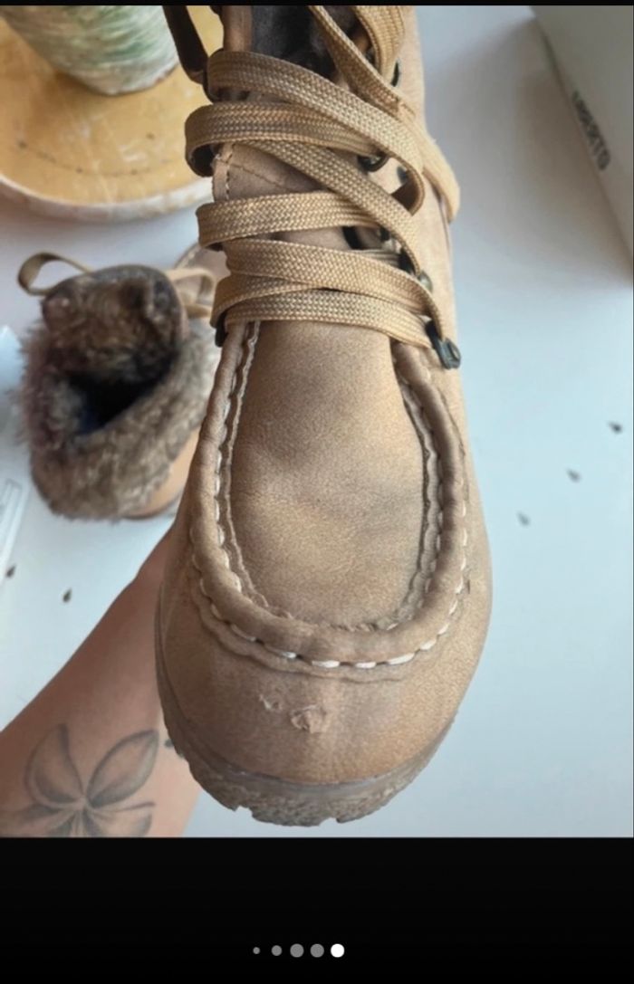 Bottines compensées fausse fourrure - photo numéro 4