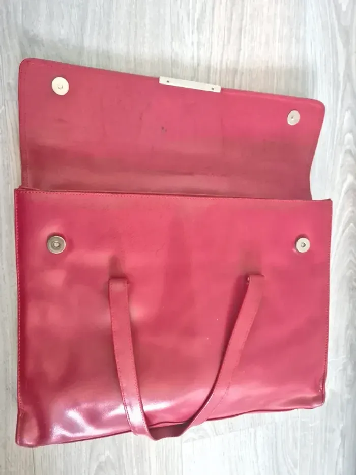Malette cartable en cuir rouge Le Tanneur - photo numéro 4