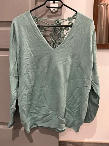 Pull col V vert d’eau