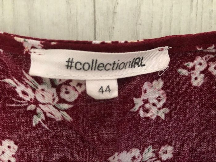 AN102- Blouse bordeaux fleurie/dentelle T 44 - photo numéro 9