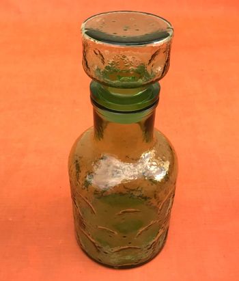 Années 1970  Carafe à orangeade  Verre bullé et coloré  