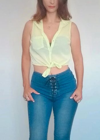 Chemise courte a nouer voile pastel taille 36