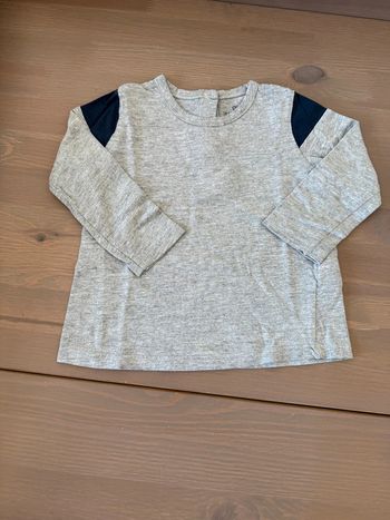 T-shirt manches longues La Redoute gris et bleu marine 18 mois
