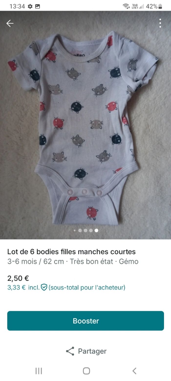 Lot de bodies fille manches courtes - photo numéro 8