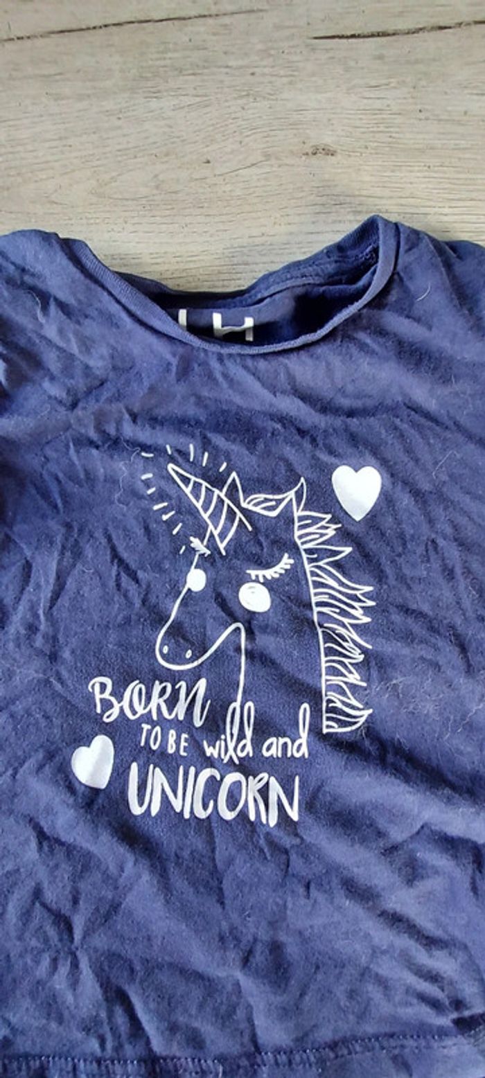 T shirt bleu marine, manches courtes, 3 ans La Halle - photo numéro 2