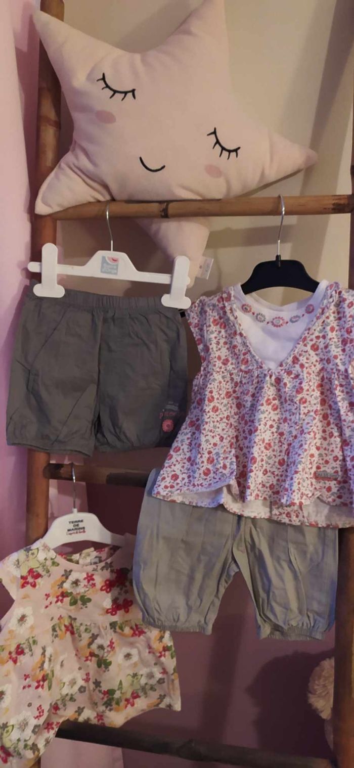 Lot de 2 ensembles ( hauts + shirts) fille 12 mois - photo numéro 2