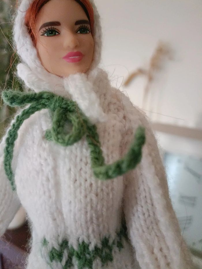 Pull avec gants et bonnet pour poupée barbie - photo numéro 6