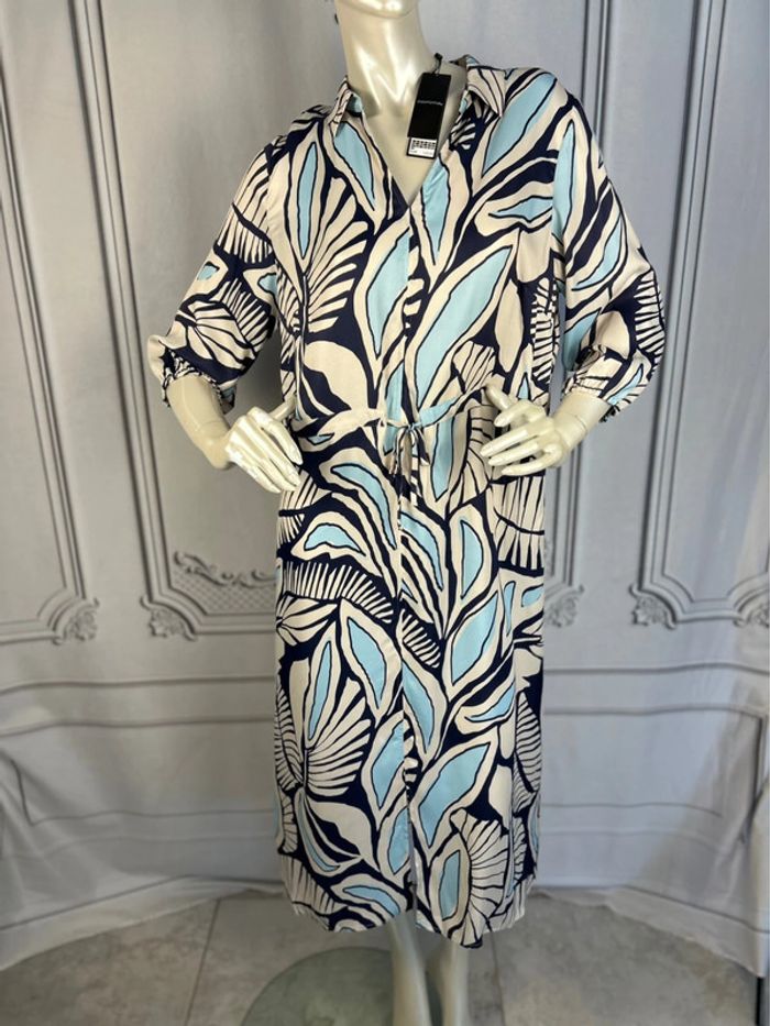 Robe bleu / crème Comma T44 Neuve