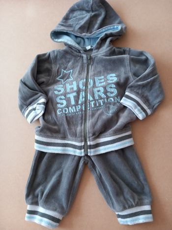 Ensemble jogging velours gris 6 mois KIMBALOO