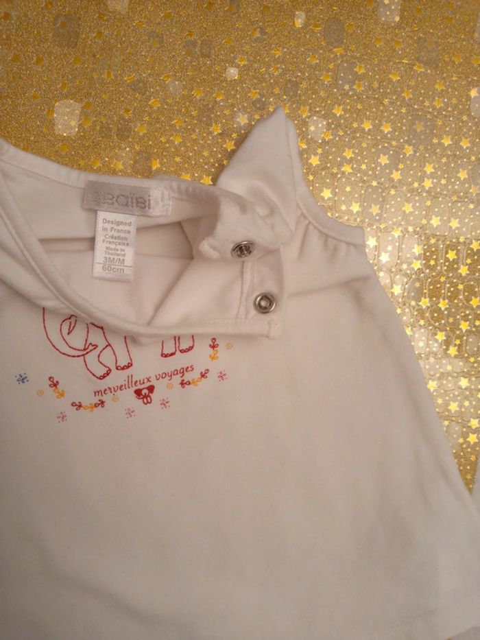 Tee shirt mc blanc 3 mois 60 cm - photo numéro 4