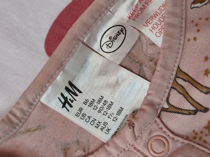 Lot pyjama Bambi - Vieux rose/rose pâle - 24 mois - Bon état - Disney/H&M - photo numéro 8