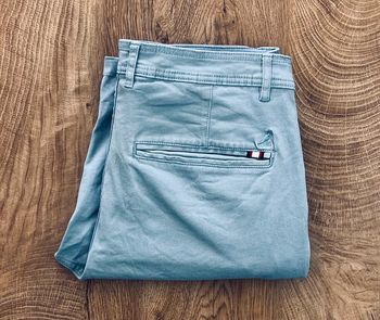 Short chino bleu clair Kangol (logo brodé) pour homme, taille S (W 30) = 40 taille française
