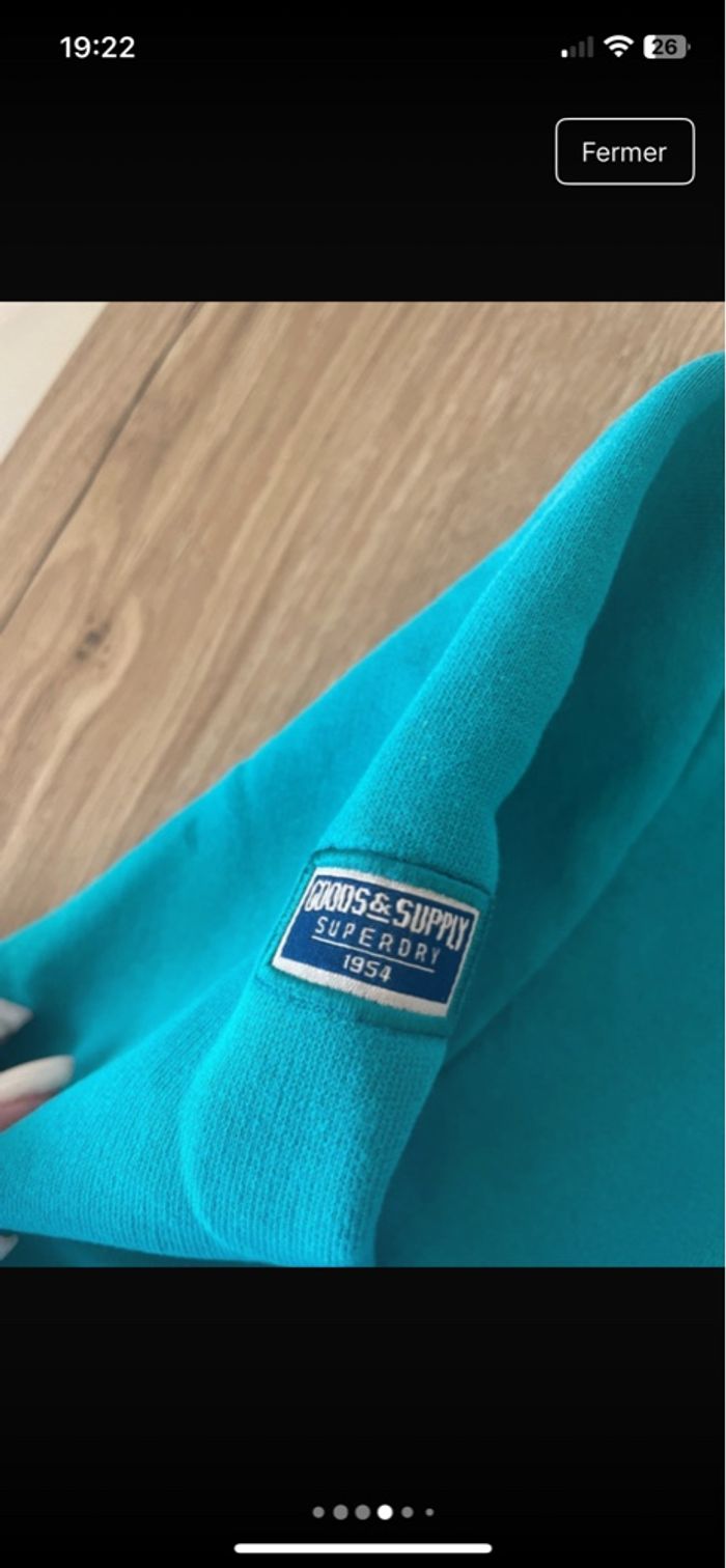 Sweat Superdry bleu turquoise - Taille L - photo numéro 6