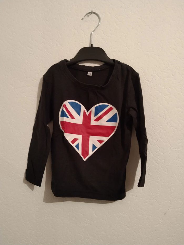 tee shirt fille 2 ans drapeau anglais
